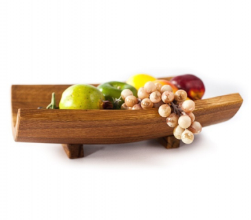 Wooden serving bowl with two stands