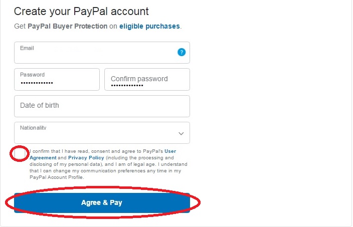 Create PayPal account