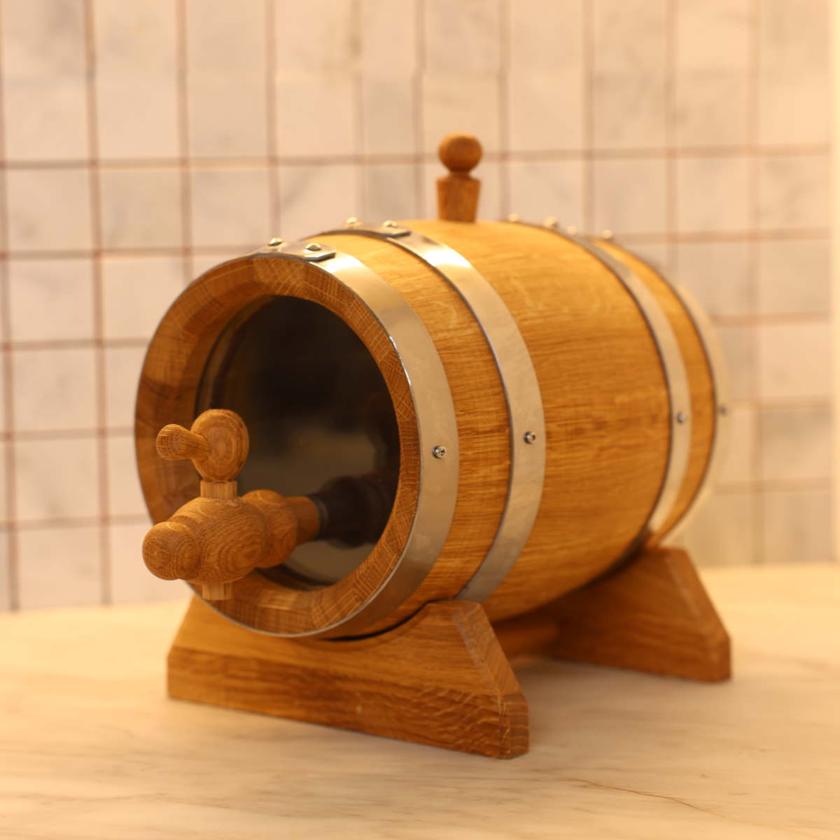 Oak Barrel with Glass Heads for Aging (3L, 5L, 10L) | WoodenShell
