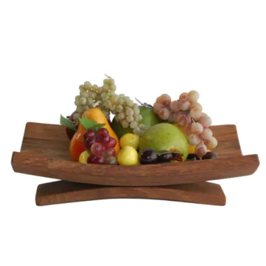 Wooden Oak Fruit Bowl with Curved Stand