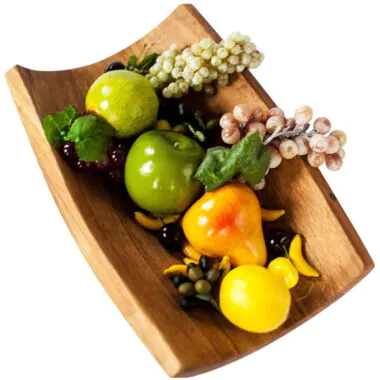 Wooden Oak Fruit Bowl with Curved Stand