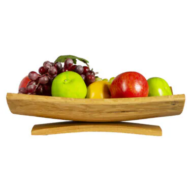 Wooden Oak Fruit Bowl with Curved Stand